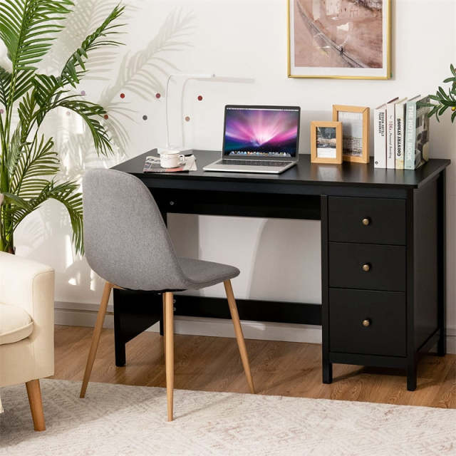 Modern Home Office Computer Desk with 3 Storage Drawers, Large Desktop, Compact Writing Study Desk, Multipurpose Laptop Workstation for Bedroom