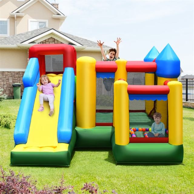 Multicolor Mighty Inflatable Bounce House Castle Jumper Moonwalk with 735W Blower
