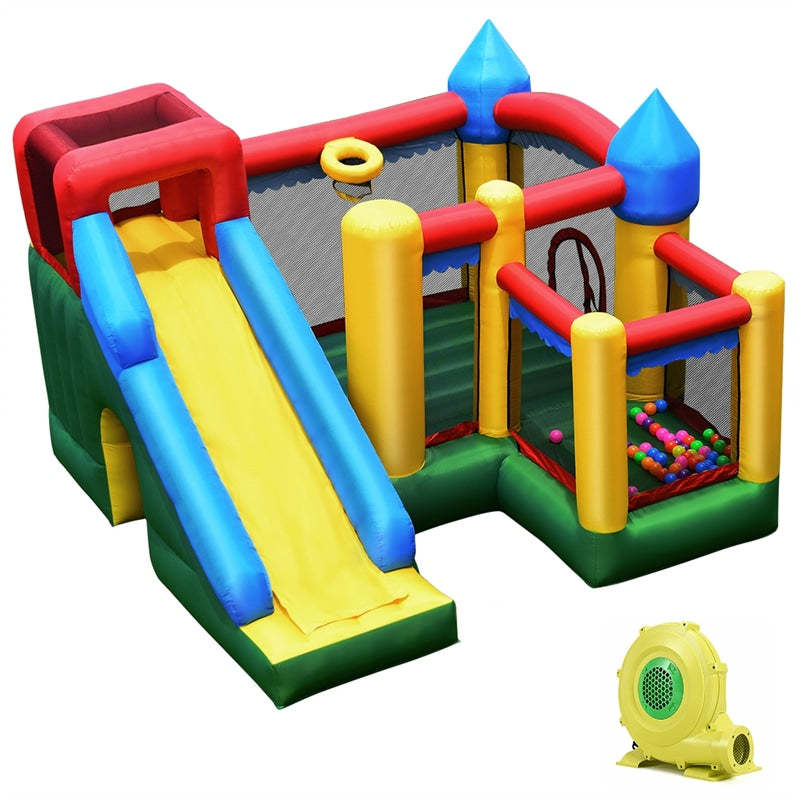 Multicolor Mighty Inflatable Bounce House Castle Jumper Moonwalk with 735W Blower