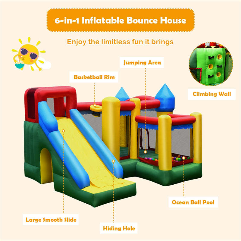 Multicolor Mighty Inflatable Bounce House Castle Jumper Moonwalk with 735W Blower