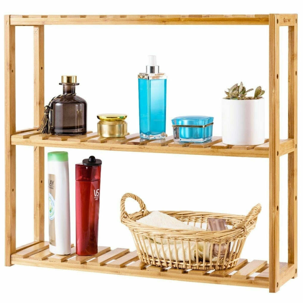 Multifunctional 3-Tier Bamboo Shelf Adjustable Utility Storage Stand Rack