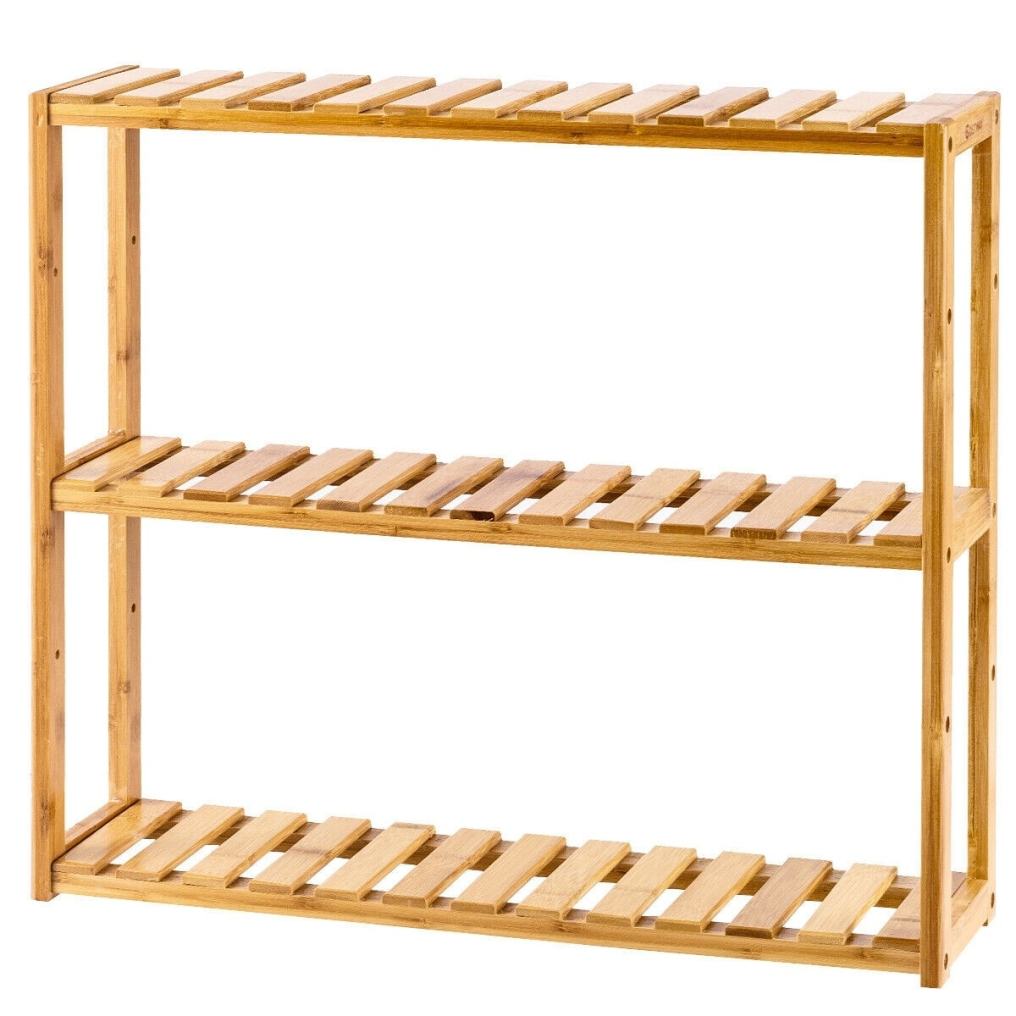 Multifunctional 3-Tier Bamboo Shelf Adjustable Utility Storage Stand Rack