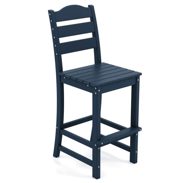 Outdoor HDPE Bar Stool, 30" Tall All Weather Patio Bar Chair with Backrest & Footrest for Garden, Backyard, Easy Maintenance