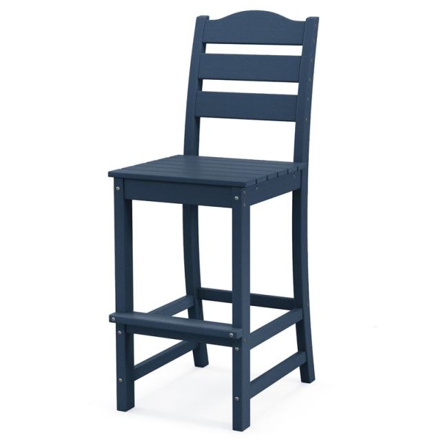 Outdoor HDPE Bar Stool, 30" Tall All Weather Patio Bar Chair with Backrest & Footrest for Garden, Backyard, Easy Maintenance