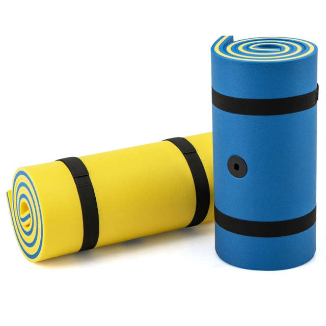 83"x26" Floating Water Pad, 3-Layer Tear-Resistant XPE Foam Water Mat with Rolling Pillow for Pool/Lake/Ocean, Adults & Family Use