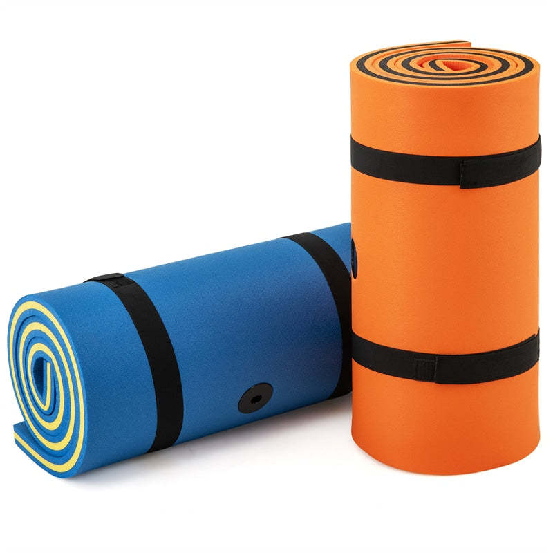 83"x26" Floating Water Pad, 3-Layer Tear-Resistant XPE Foam Water Mat with Rolling Pillow for Pool/Lake/Ocean, Adults & Family Use