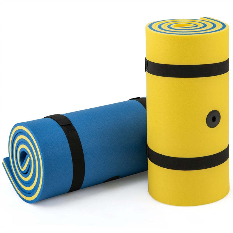 83"x26" Floating Water Pad, 3-Layer Tear-Resistant XPE Foam Water Mat with Rolling Pillow for Pool/Lake/Ocean, Adults & Family Use