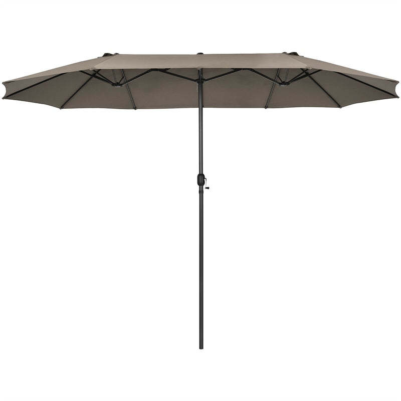 15FT Double-Sided Patio Umbrella with Crank & Air Vents, 12-Rib Steel Market Outdoor Umbrella for Poolside, Garden, Backyard