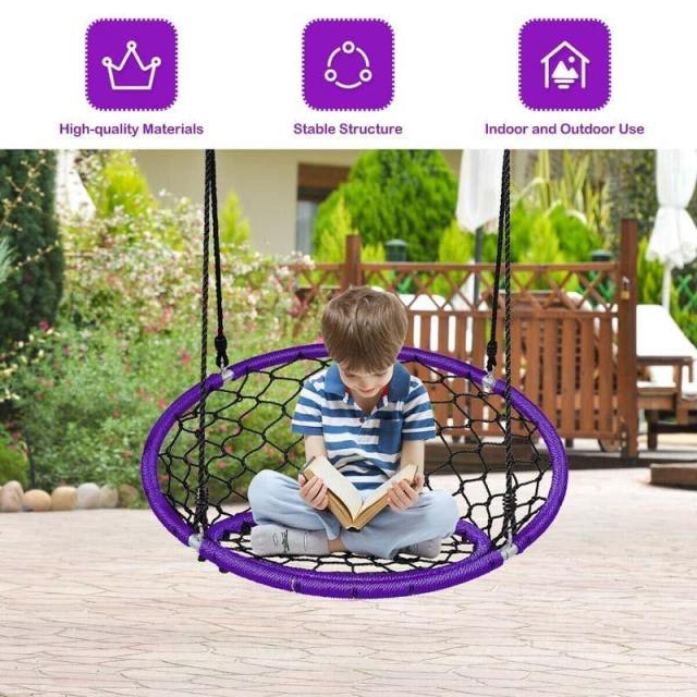 35.5" Kids Indoor Outdoor Round Circle Saucer Swing