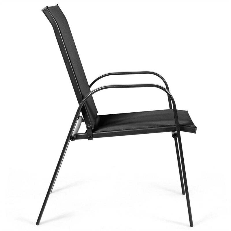 2PCS Steel Frame Sling Patio Chairs, High Back Outdoor Dining Chairs with Armrests & Breathable Quick-Drying Fabric for Backyard, Garden, Deck