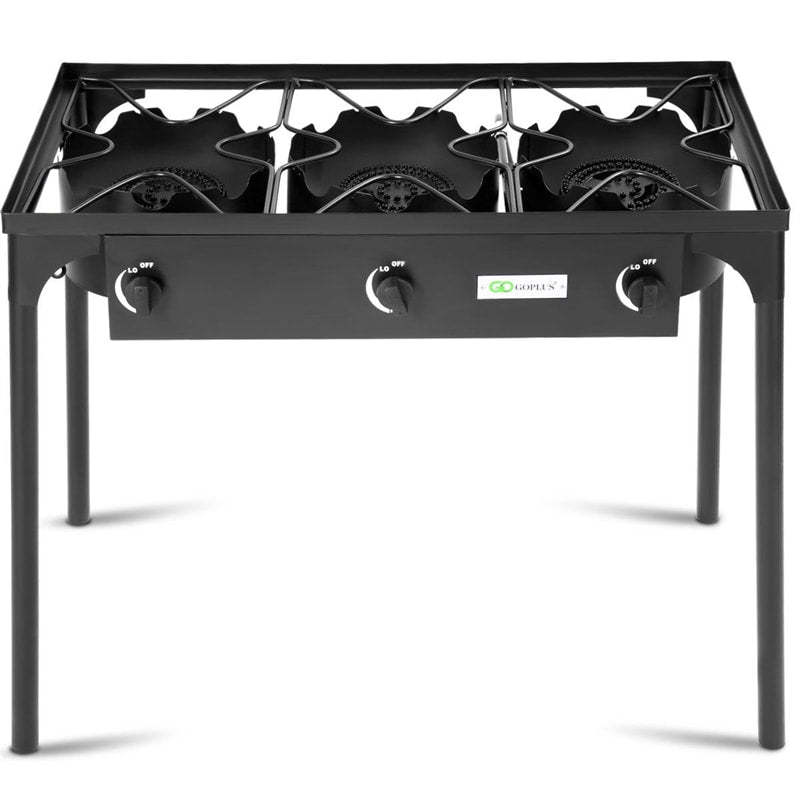 Camping Stove 3 Burner Propane Gas Cooker 225,000 BTU High Pressure Propane Burner with Detachable Legs & 20 PSI Regulator