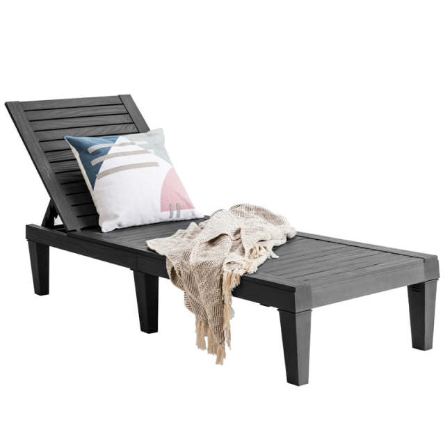 Outdoor Chaise Lounge Chair with 5-Position Adjustable Backrest, 400LBS Capacity All-Weather Reclining Sun Lounger for Poolside, Patio Backyard