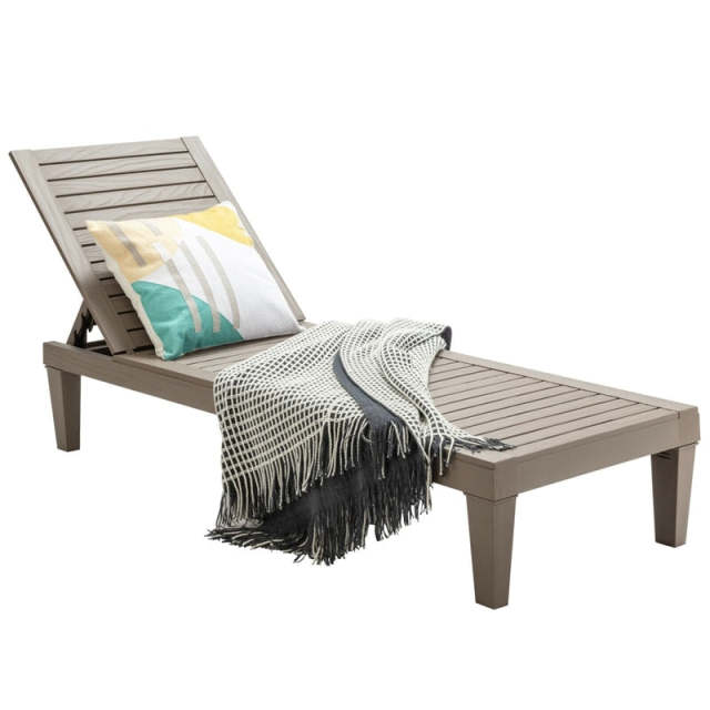 Outdoor Chaise Lounge Chair with 5-Position Adjustable Backrest, 400LBS Capacity All-Weather Reclining Sun Lounger for Poolside, Patio Backyard