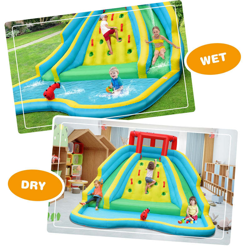 Inflatable Water Slide 15x12FT Mighty Waterslide Park Splash Pool with Dual Slides & Large Climbing Wall for Kids Outdoor Indoor Party Gifts