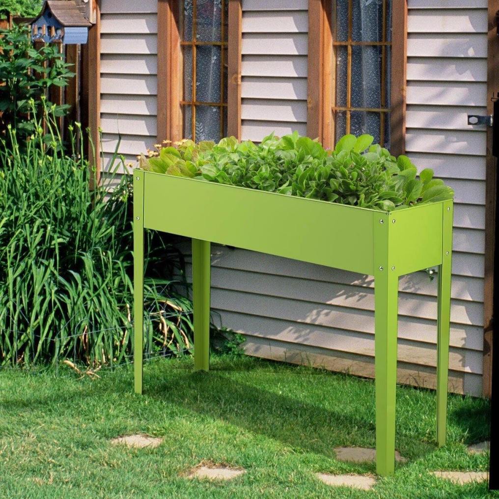 Raised Garden Bed, Metal Elevated Planter Box with Legs & Drainage Holes, Standing Garden for Vegetables Flowers Indoor Outdoor 40"L x 13W" x 31.5"H