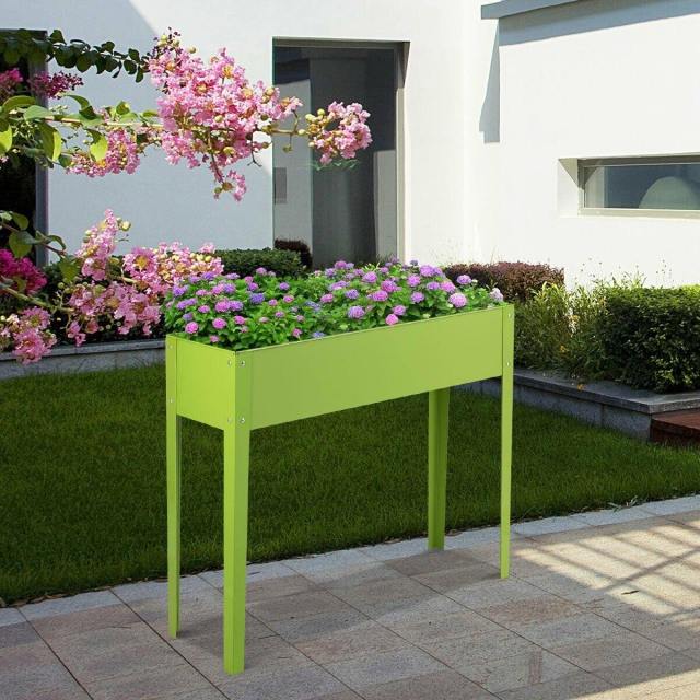 Raised Garden Bed, Metal Elevated Planter Box with Legs & Drainage Holes, Standing Garden for Vegetables Flowers Indoor Outdoor 40"L x 13W" x 31.5"H
