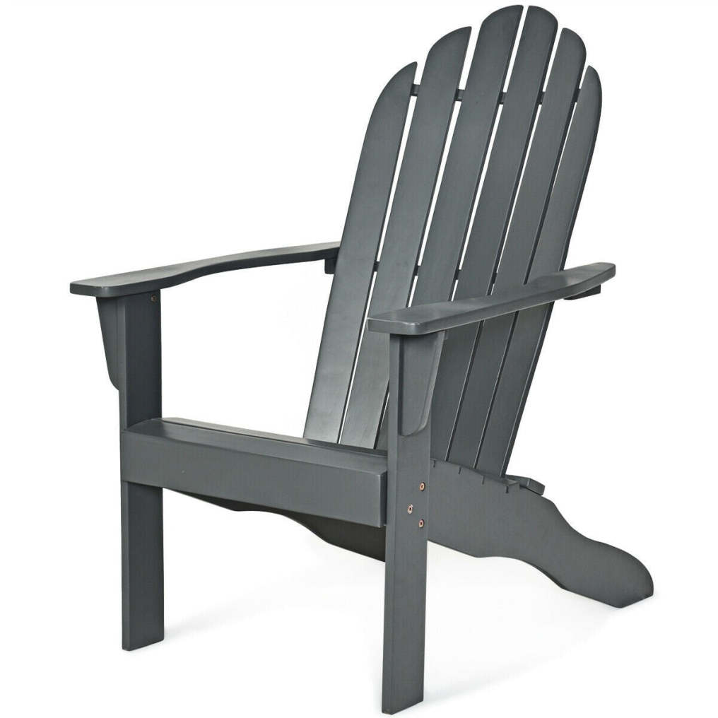 Outdoor Wooden Adirondack Chair, Acacia Wood Patio Lounge Armchair with Slatted Seat & 350lbs Capacity, Weather Resistant Deck Fire Pit Chair
