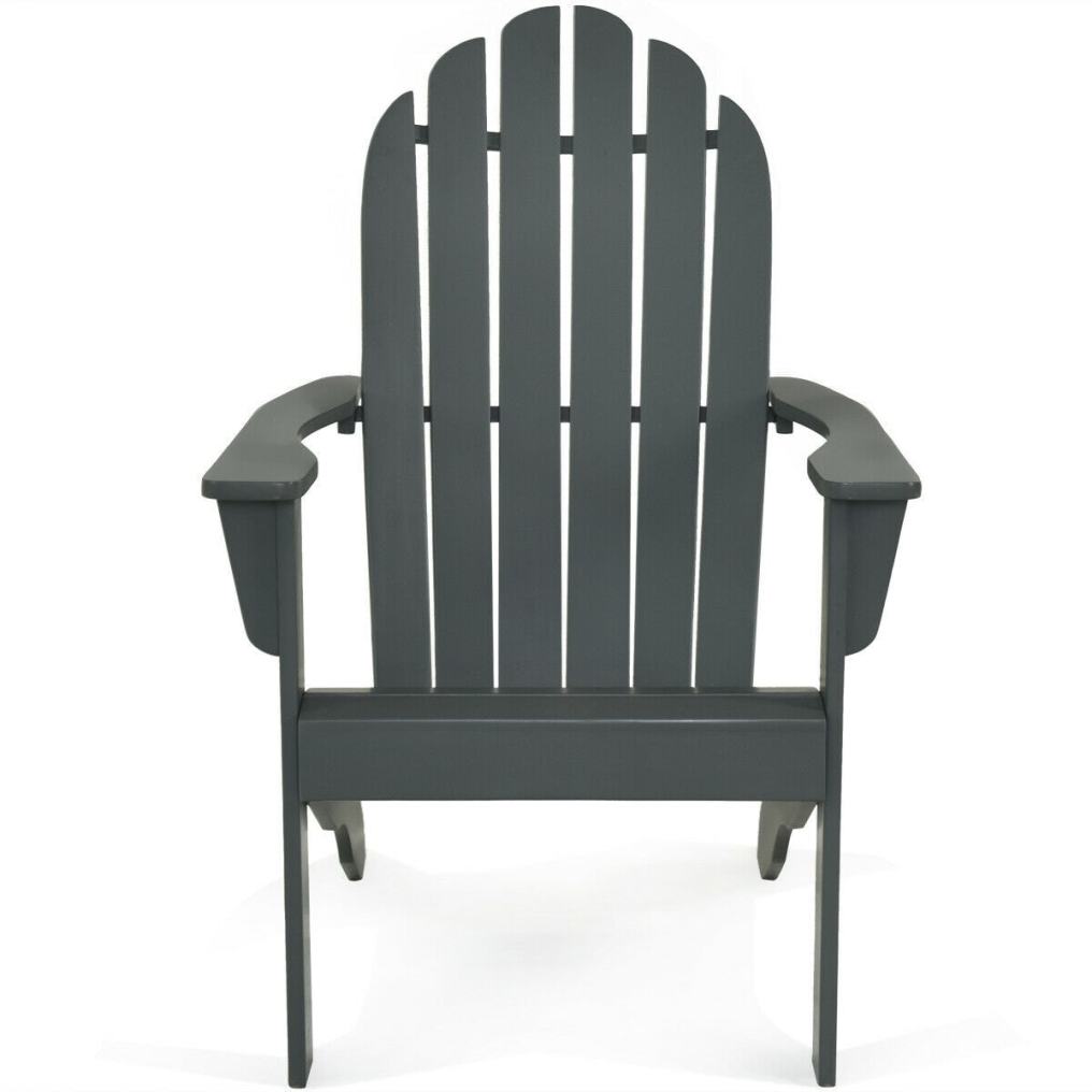 Outdoor Wooden Adirondack Chair, Acacia Wood Patio Lounge Armchair with Slatted Seat & 350lbs Capacity, Weather Resistant Deck Fire Pit Chair