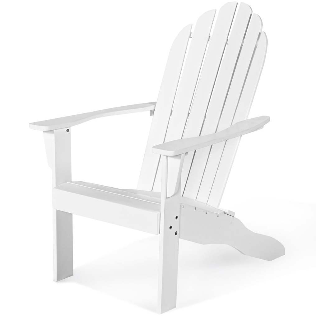 Outdoor Wooden Adirondack Chair, Acacia Wood Patio Lounge Armchair with Slatted Seat & 350lbs Capacity, Weather Resistant Deck Fire Pit Chair