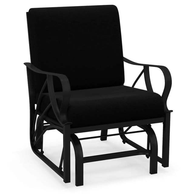 2PCS Outdoor Gliders with Cushions, Curved Armrests & Metal Frame, Ergonomic Patio Rocking Chairs for Porch, Backyard, Poolside