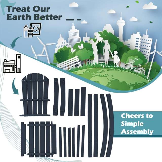 Outdoor HDPE Bar Stool, All-Weather 30" Tall Adirondack Chair with Armrests & Footrest, Bar Height Patio Chairs for Garden Deck Balcony
