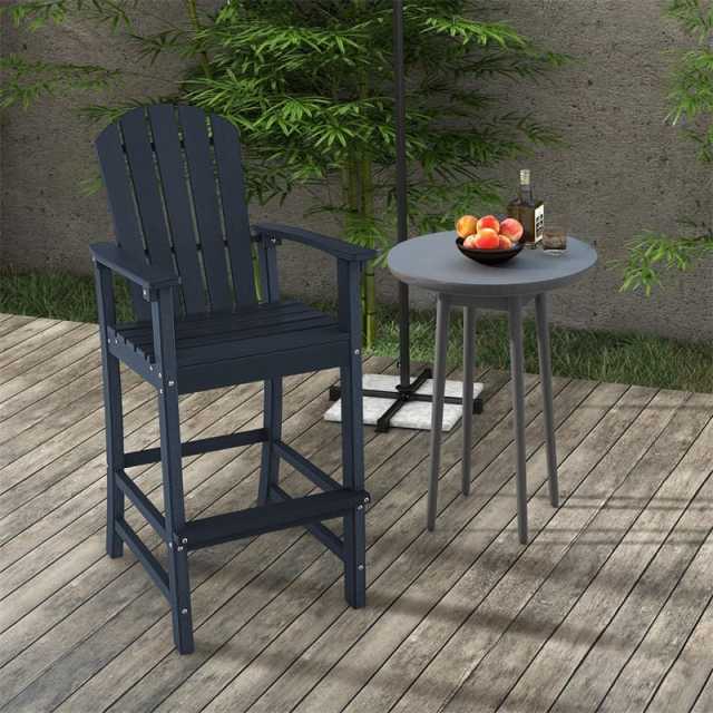 Outdoor HDPE Adirondack Bar Stools Set of 2, 30" Tall Adirondack Chairs with High Backrest & Footrest, 360LBS Capacity for Poolside, Patio