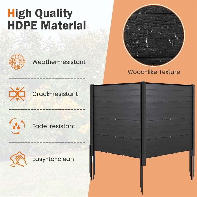 Air Conditioner Fence 2 Panels, 48"W x 46"H Outdoor HDPE Privacy Screen with 5 Ground Stakes, Freestanding Fence for Pool Pump & Trash Cans