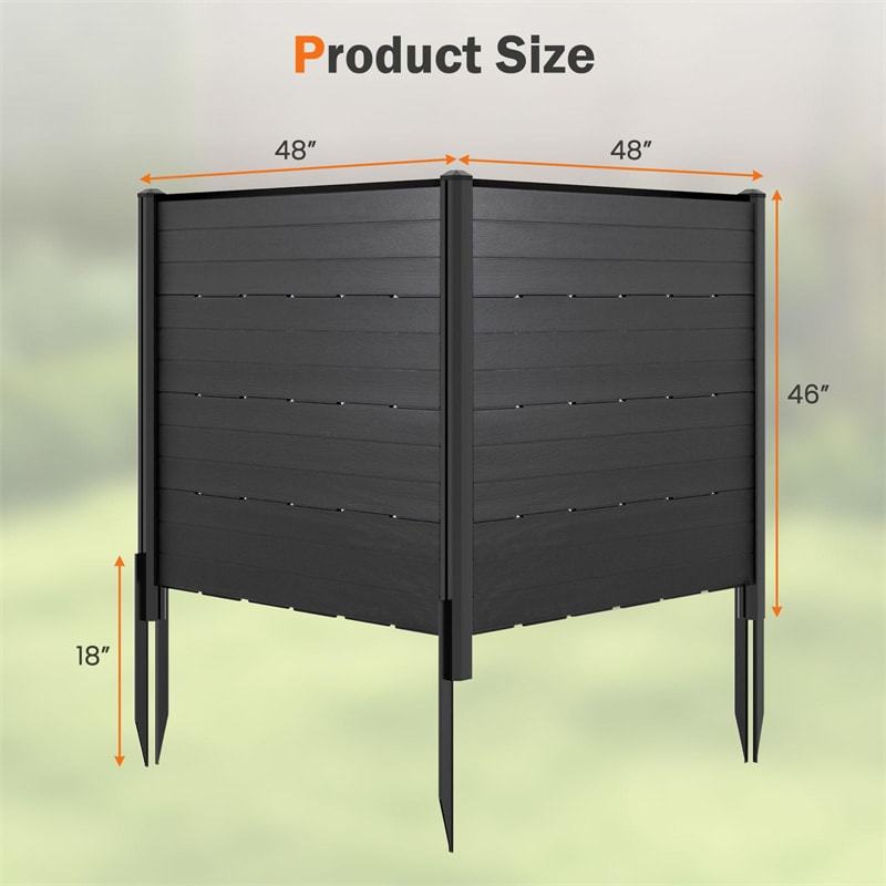 Air Conditioner Fence 2 Panels, 48"W x 46"H Outdoor HDPE Privacy Screen with 5 Ground Stakes, Freestanding Fence for Pool Pump & Trash Cans