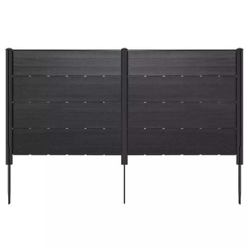 Air Conditioner Fence 2 Panels, 48"W x 46"H Outdoor HDPE Privacy Screen with 5 Ground Stakes, Freestanding Fence for Pool Pump & Trash Cans