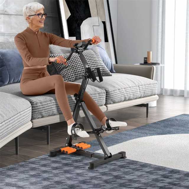 Pedal Exercise Bike for Seniors, Adjustable Arm/Leg/Knee Rehab Machine with Massage & LCD Monitor, Total Body Home Exercise Equipment for Elderly