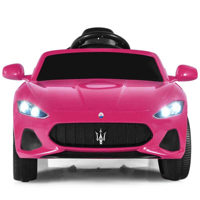 12V Kids Ride On Car, Licensed Maserati GranCabrio Electric Vehicle with Remote Control & Lights, Pink Ride On Toy for Boys Girls Gift