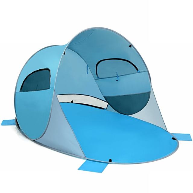 3-4 Person Pop Up Beach Tent, Anti-UV UPF 50+ Portable Camping Sun Shelter with 2 Mesh Windows for Picnic, Hiking