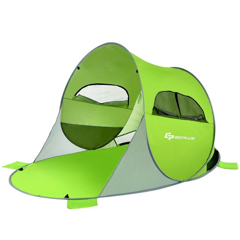 3-4 Person Pop Up Beach Tent, Anti-UV UPF 50+ Portable Camping Sun Shelter with 2 Mesh Windows for Picnic, Hiking