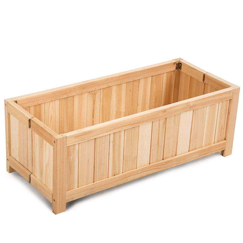 Outdoor Wooden Planter Box Folding Raised Garden Bed Wood Flower Plant Vegetable Elevated Planter Box Container for Patio Lawn Yard
