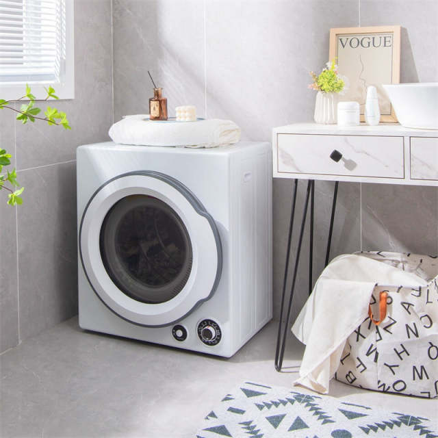 Portable Clothes Dryer, 13.2 LBS Compact Front Load Electric Tumble Dryer with Stainless Steel Drum & 5 Drying Programs, 1350W