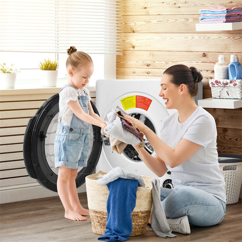 Portable Clothes Dryer, 13.2 LBS Compact Front Load Electric Tumble Dryer with Stainless Steel Drum & 5 Drying Programs, 1350W