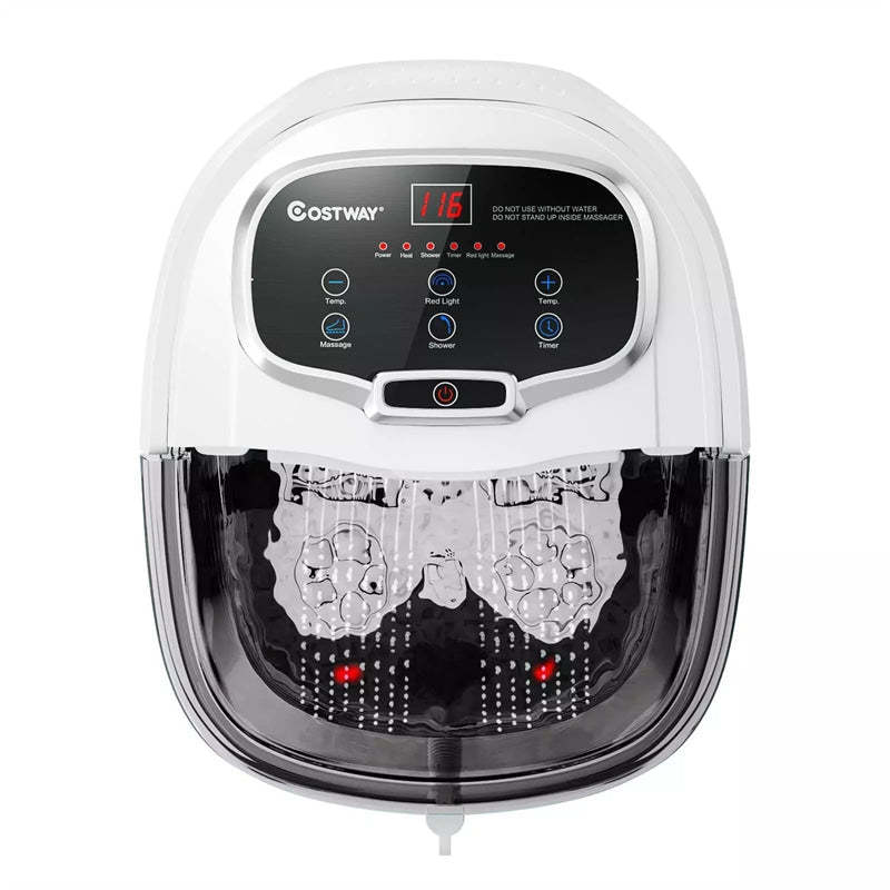 Foot Spa Bath Massager with Heat, Portable Pedicure Foot Spa Tub w/ Motorized Rollers, Shiatsu Massage, Temp Control, Adjustable Shower for Home