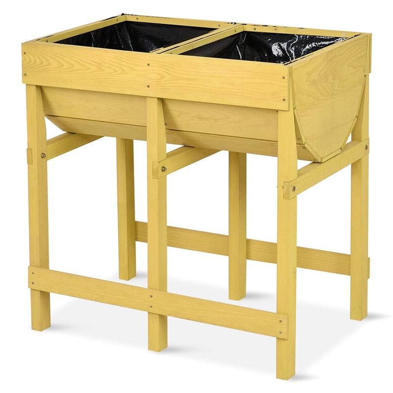 Raised Garden Bed Wooden Vegetable Flower Planter with Liner