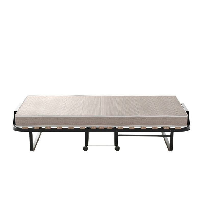 Folding Bed Portable Rollaway Guest Bed with 4" Memory Foam Mattress, Metal Frame & Wooden Slats, Cot Size Fold-Up Bed for Adults, Made in Italy