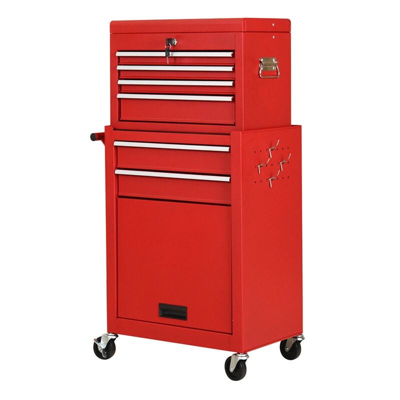6-Drawer Rolling Tool Chest, High Capacity Tool Box with Lockable Wheels, Auto Lock, Removable Top, Tool Storage Cabinet for Garage Workshop