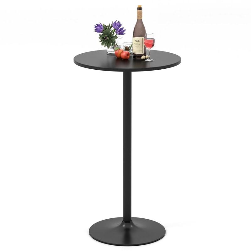 24" Round Pub Table, Height Adjustable Bar Height Cocktail Table with Metal Base, High Top Table for Home Bar, Bistro, Dining Room, Restaurant