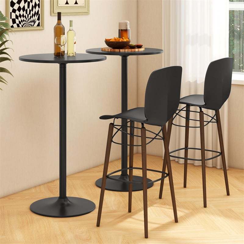 24" Round Pub Table, Height Adjustable Bar Height Cocktail Table with Metal Base, High Top Table for Home Bar, Bistro, Dining Room, Restaurant