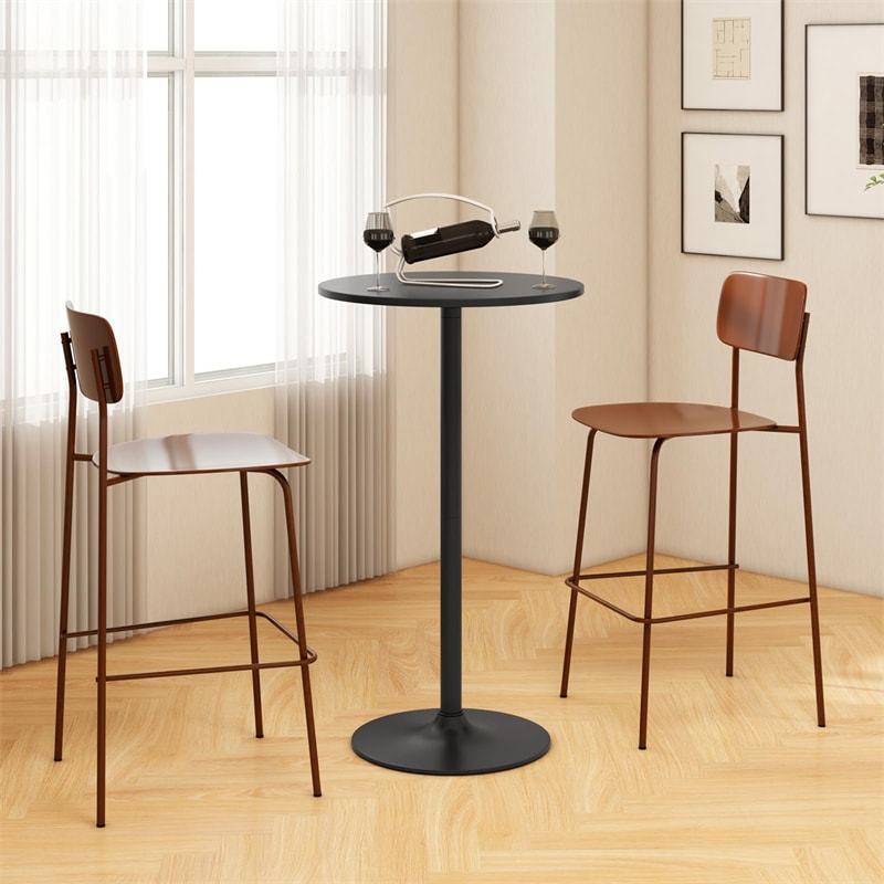 24" Round Pub Table, Height Adjustable Bar Height Cocktail Table with Metal Base, High Top Table for Home Bar, Bistro, Dining Room, Restaurant