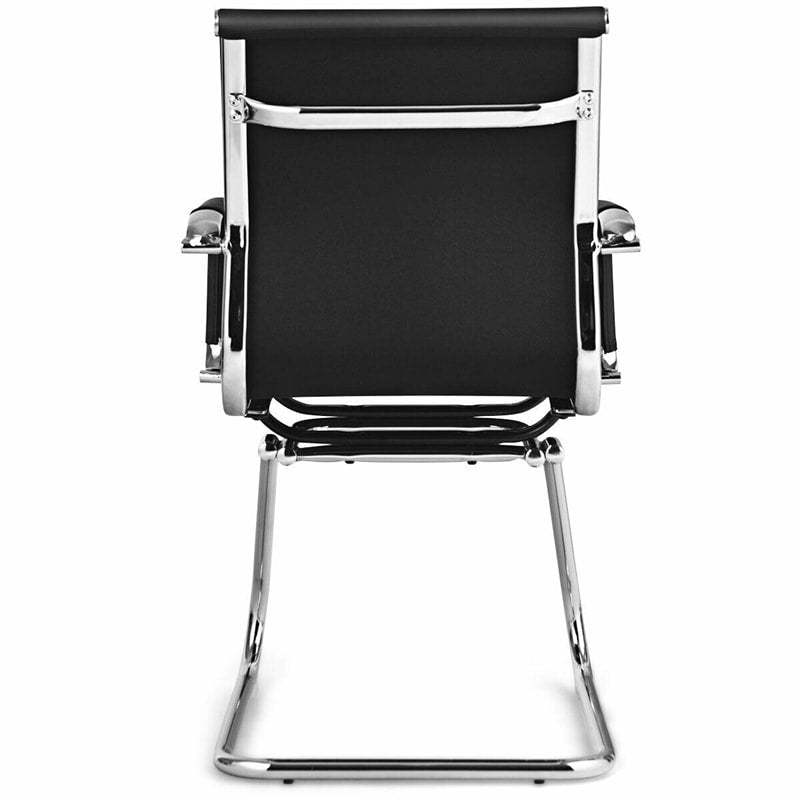 Heavy Duty Office Guest Chairs Set of 2 with Sled Base & Arm Sleeves, No Wheels PU Leather Conference & Reception Chairs for Lobby, Meeting, Waiting