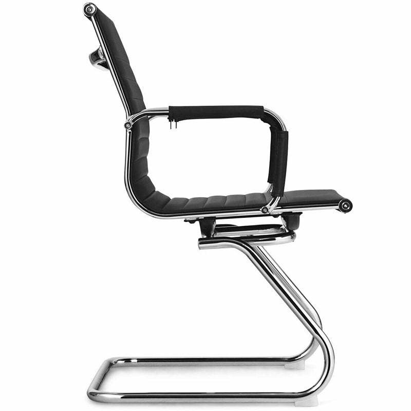 Heavy Duty Office Guest Chairs Set of 2 with Sled Base & Arm Sleeves, No Wheels PU Leather Conference & Reception Chairs for Lobby, Meeting, Waiting