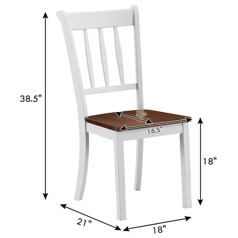 Wood Dining Chairs Set of 2, Armless Kitchen Chairs with Rubber Wood Frame & Curved Slat Back, Farmhouse Dining Room Chairs for Kitchen