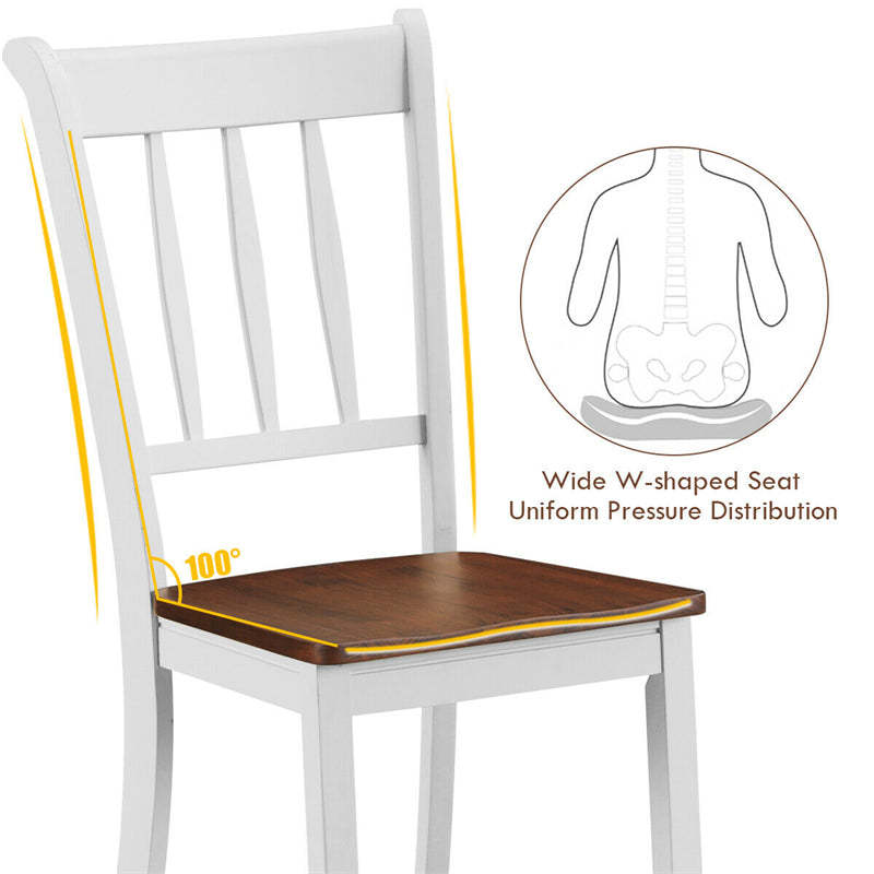 Wood Dining Chairs Set of 2, Armless Kitchen Chairs with Rubber Wood Frame & Curved Slat Back, Farmhouse Dining Room Chairs for Kitchen