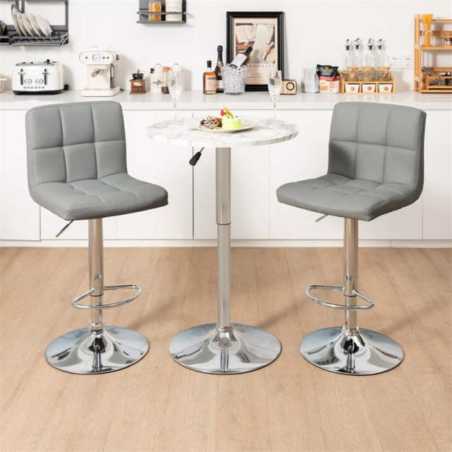 Swivel Bar Stools Set of 2 w/Adjustable Height & Back, Modern PU Leather Armless Counter Height Bar Chairs for Kitchen Island, Home Bar, Dining