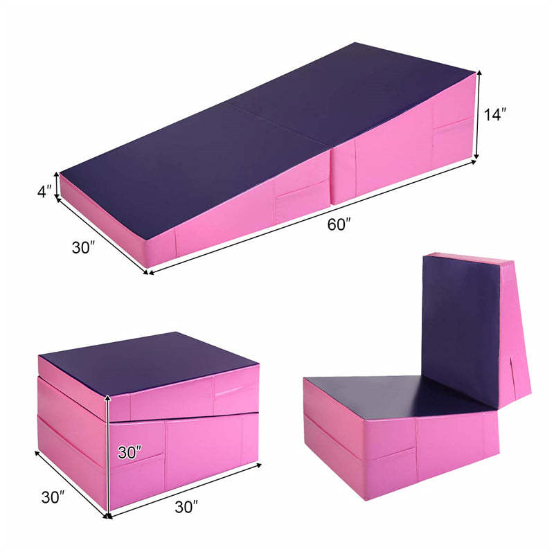 Gymnastics Wedge Mat, Folding & Non-Folding Cheese Wedge Mat for Tumbling, Yoga, Martial, Home Exercise, Incline Mat for Kids Adults