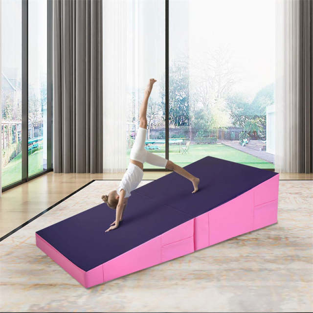 Gymnastics Wedge Mat, Folding & Non-Folding Cheese Wedge Mat for Tumbling, Yoga, Martial, Home Exercise, Incline Mat for Kids Adults